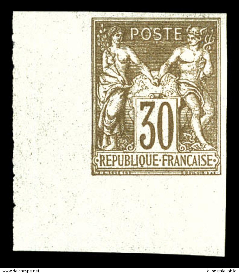 ** N°69a, 30c Brun Type I Non Dentelé Coin De Feuille, Fraîcheur Postale, SUPERBE (signé Brun/certificat)  Qualité: ** - 1876-1878 Sage (Tipo I)