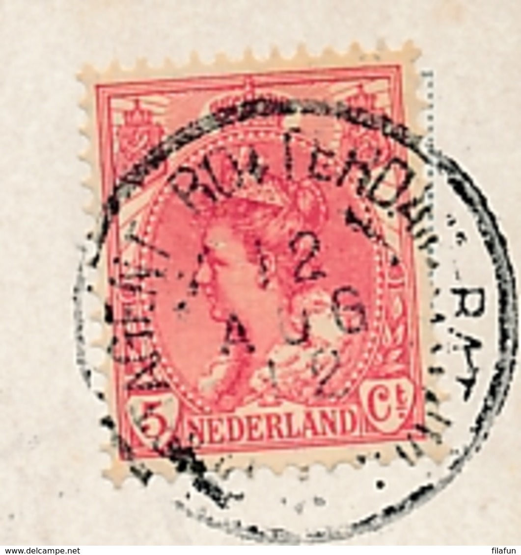 Nederlands Indië / Nederland - 1912 - 5 Cent Wilhelmina Op Ansicht GR Postagent Rotterdam-Batavia Verzonden SS Tambora - Niederländisch-Indien