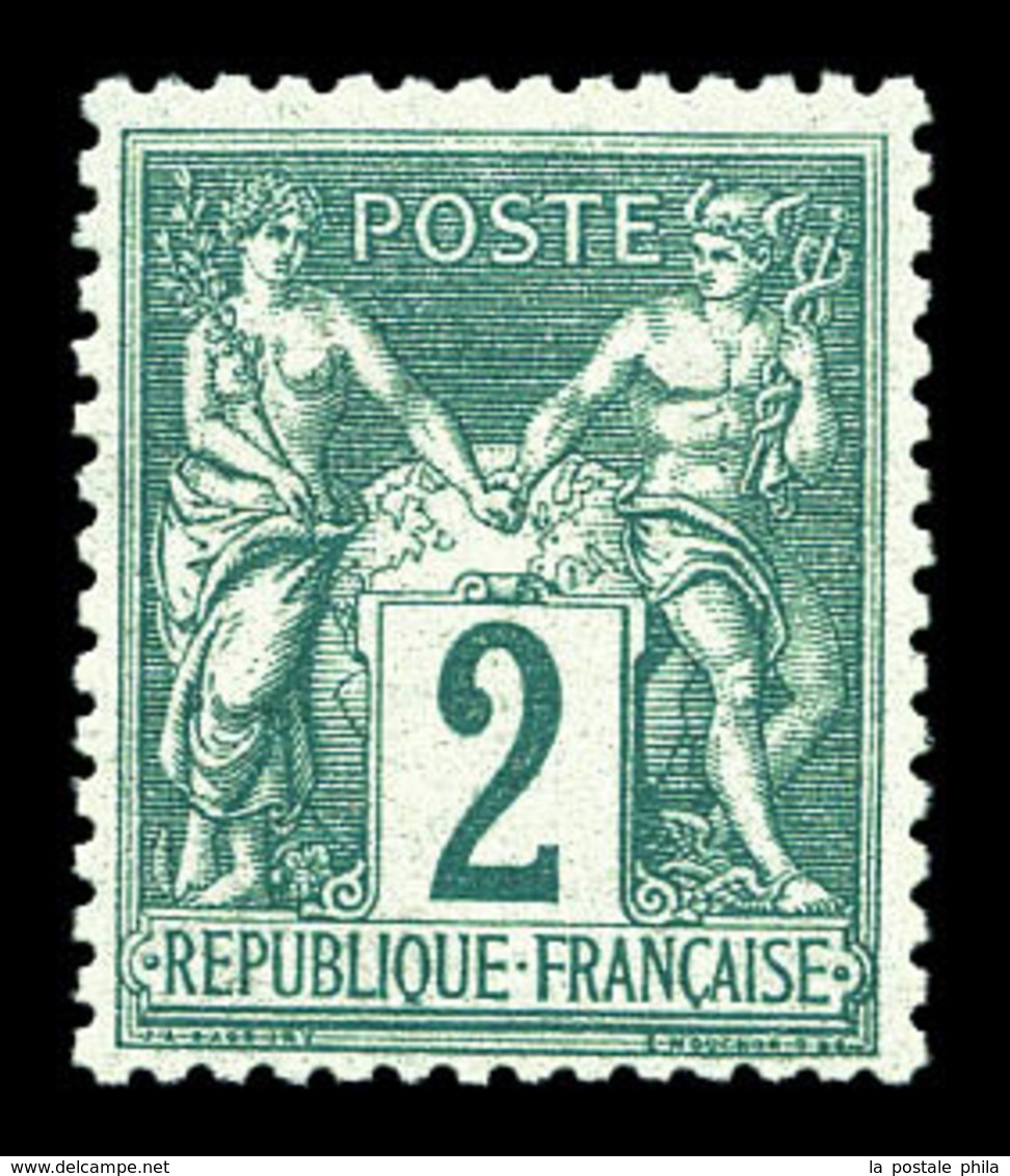 ** N°74, 2c Vert Type II, Bon Centrage, Frais. TTB  Qualité: ** - 1876-1878 Sage (Typ I)