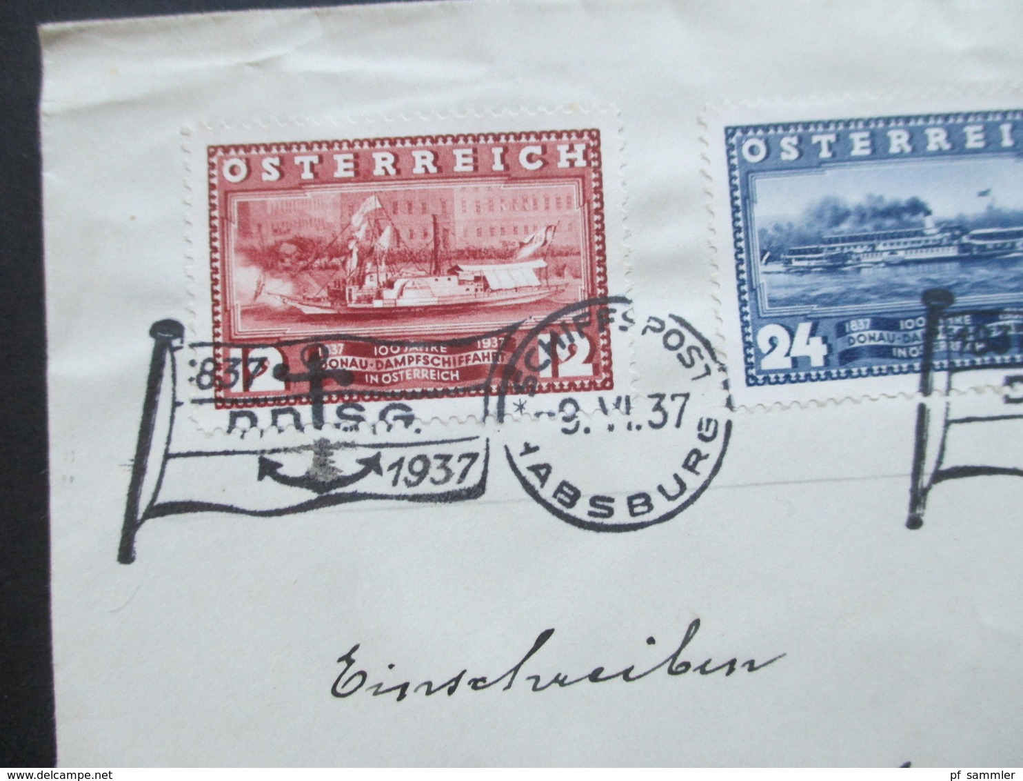 Österreich 1937 100. Jahrestag Der DDSG Nr. 639 - 641 FDC SST Schiffspost Habsburg Als Einschreiben Wien I Nach Salzburg - Covers & Documents