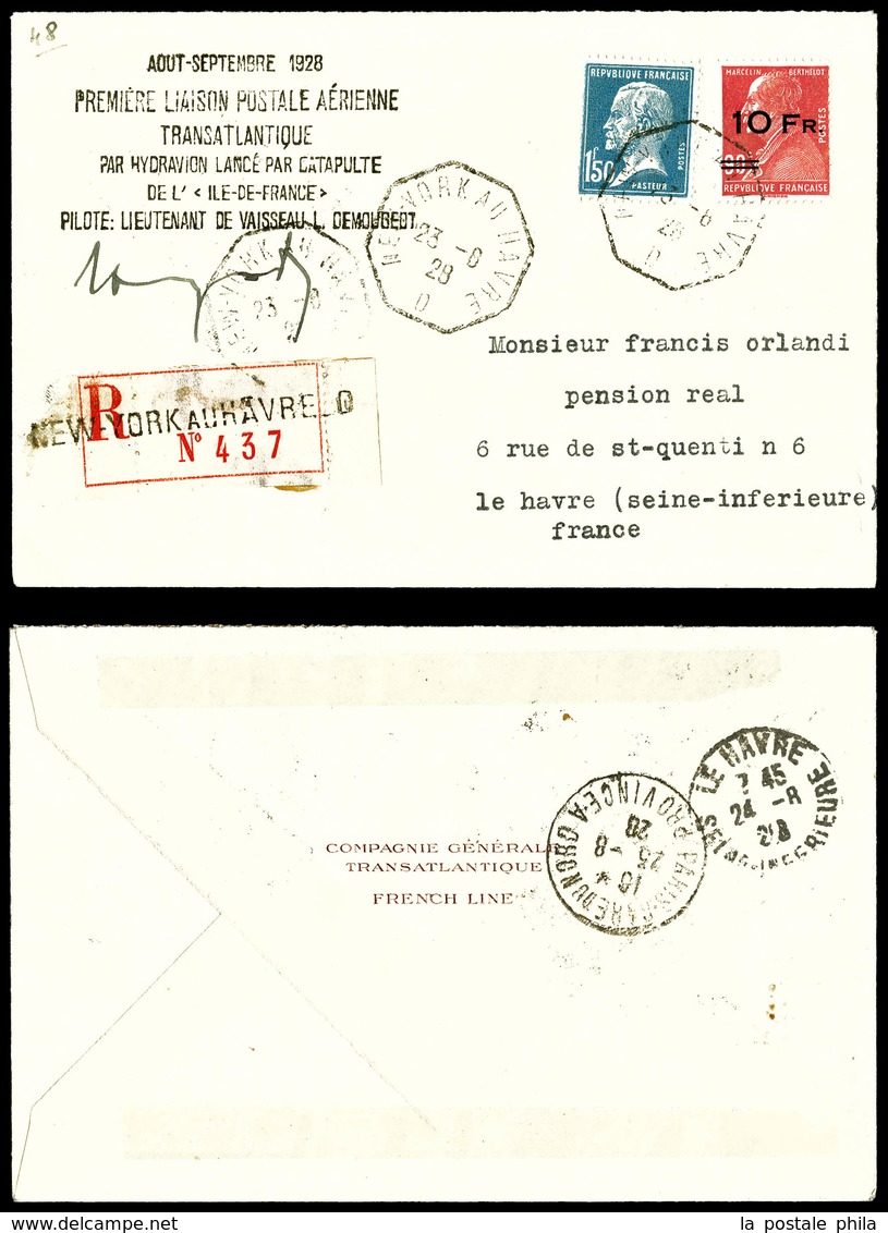 O N°3, Berthelot Surchargé à Bord Du Paquebot 'ILE DE FRANCE' 10F Sur 90c Rouge (+N°181), Sur Lettre Avec Griffe 'Premiè - 1927-1959 Nuovi