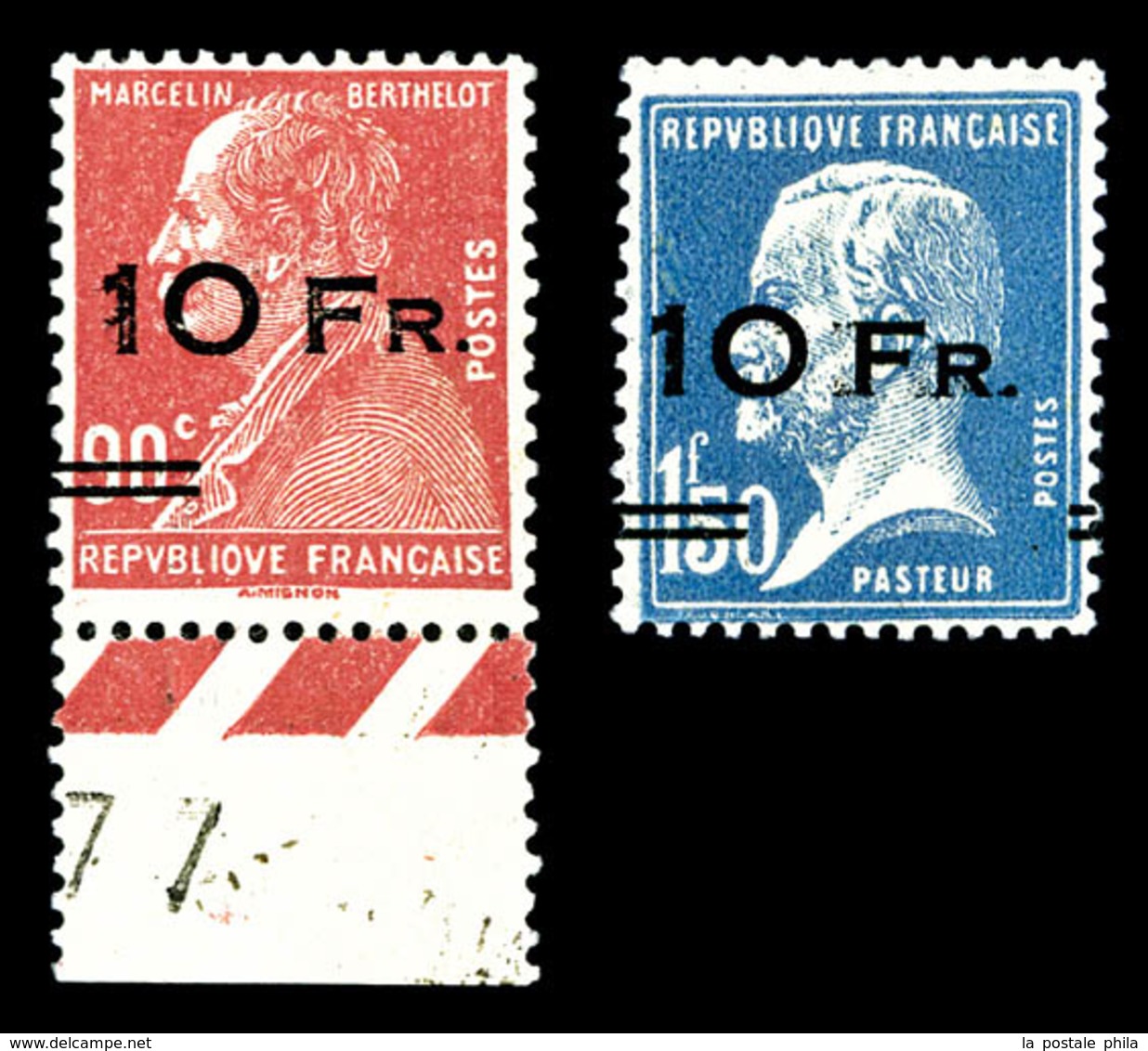 * N°3/4, Paire Berthelot Et Pasteur Surchargée à Bord Du Paquebot 'Ile De France', Grande Fraîcheur, Rare Et Superbe (si - 1927-1959 Nuovi