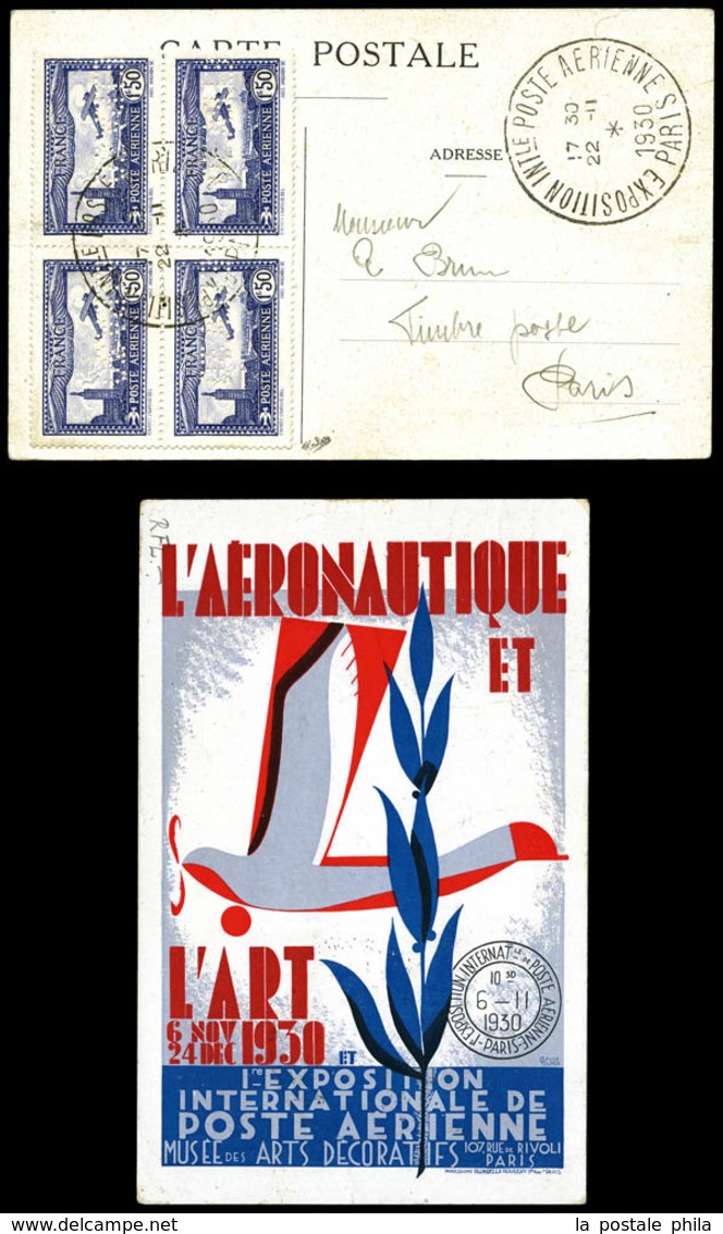O N°6c, 1F50 Outremer Perforé 'E.I.P.A.30' En Bloc De Quatre Sur Carte De L'exposition, Très Jolie Pièce. SUP (signé Cal - 1927-1959 Nuovi