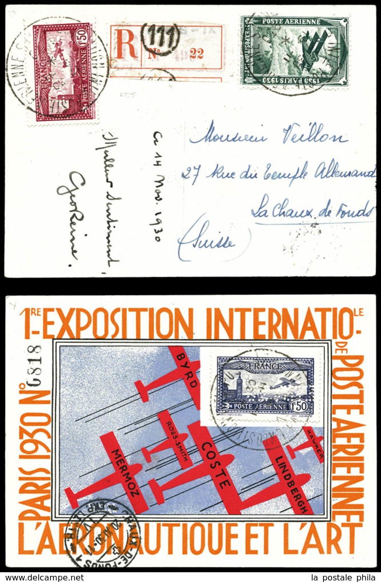 O N°6c + 6d, 1F50 Carmin Perforé E.I.P.A.30 Sur Carte De L'exposition Recommandée à Destination De La Suisse Avec Au Rec - 1927-1959 Ungebraucht