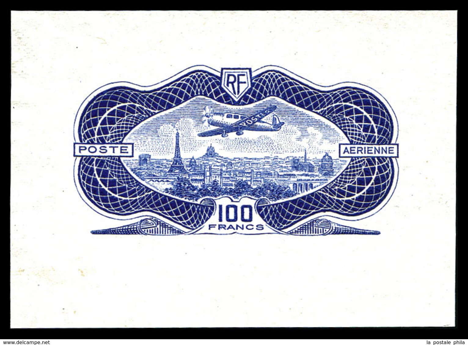 (*) N°15A, NON EMIS, 100F Burelé: épreuve En Bleu-foncé, Sans Burelage. SUPERBE. R.R.R. (certificat)  Qualité: (*)  Cote - 1927-1959 Neufs