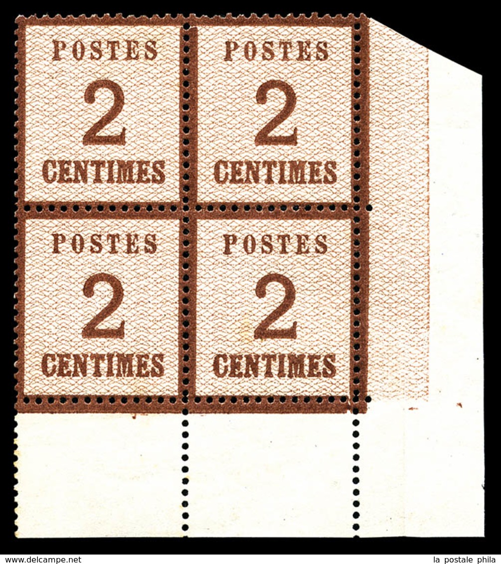 ** N°2, 2c Brun-rouge En Bloc De Quatre Coin De Feuille (2ex*), SUPERBE (certificat)  Qualité: ** - Other & Unclassified