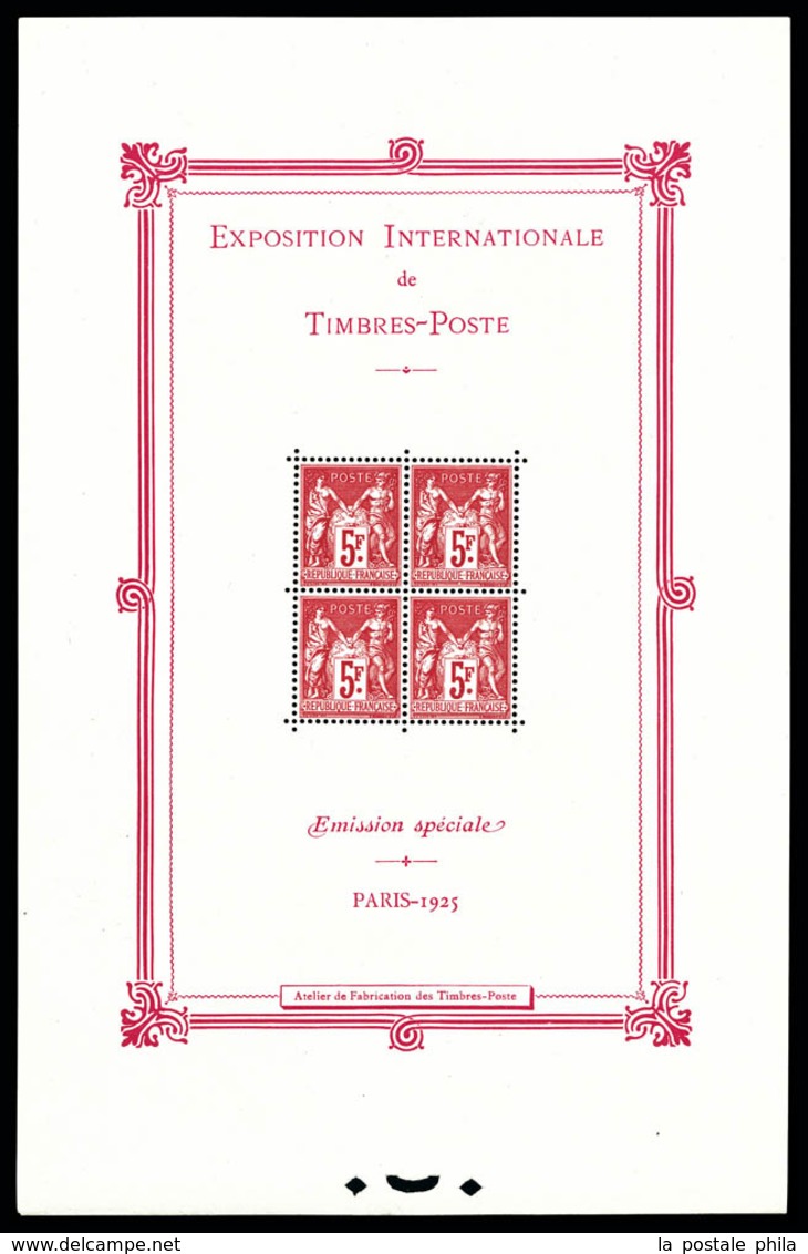 ** N°1, Exposition Philatélique De Paris 1925, Infime Froissure De Gomme, Frais. SUP (certificat)  Qualité: **  Cote: 55 - Nuovi