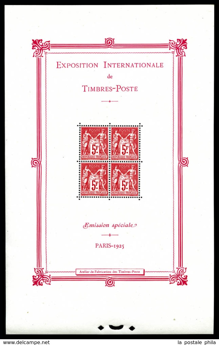 * N°1, Exposition Philatélique De Paris 1925, Les Timbres **, TTB (certificat)  Qualité: *  Cote: 1500 Euros - Ongebruikt