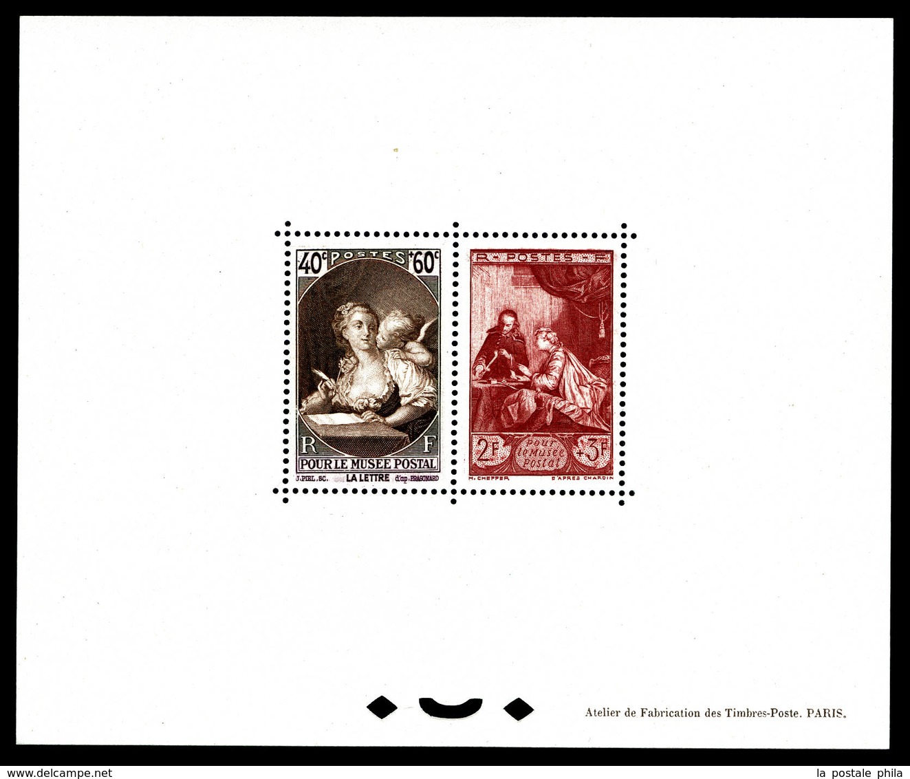 (*) N°446/753, Lettre De Fragonard Et Musée Postal (toujours Sans Gomme), Tirage 12 Exemplaires. RARE Et SUP (certificat - Nuovi