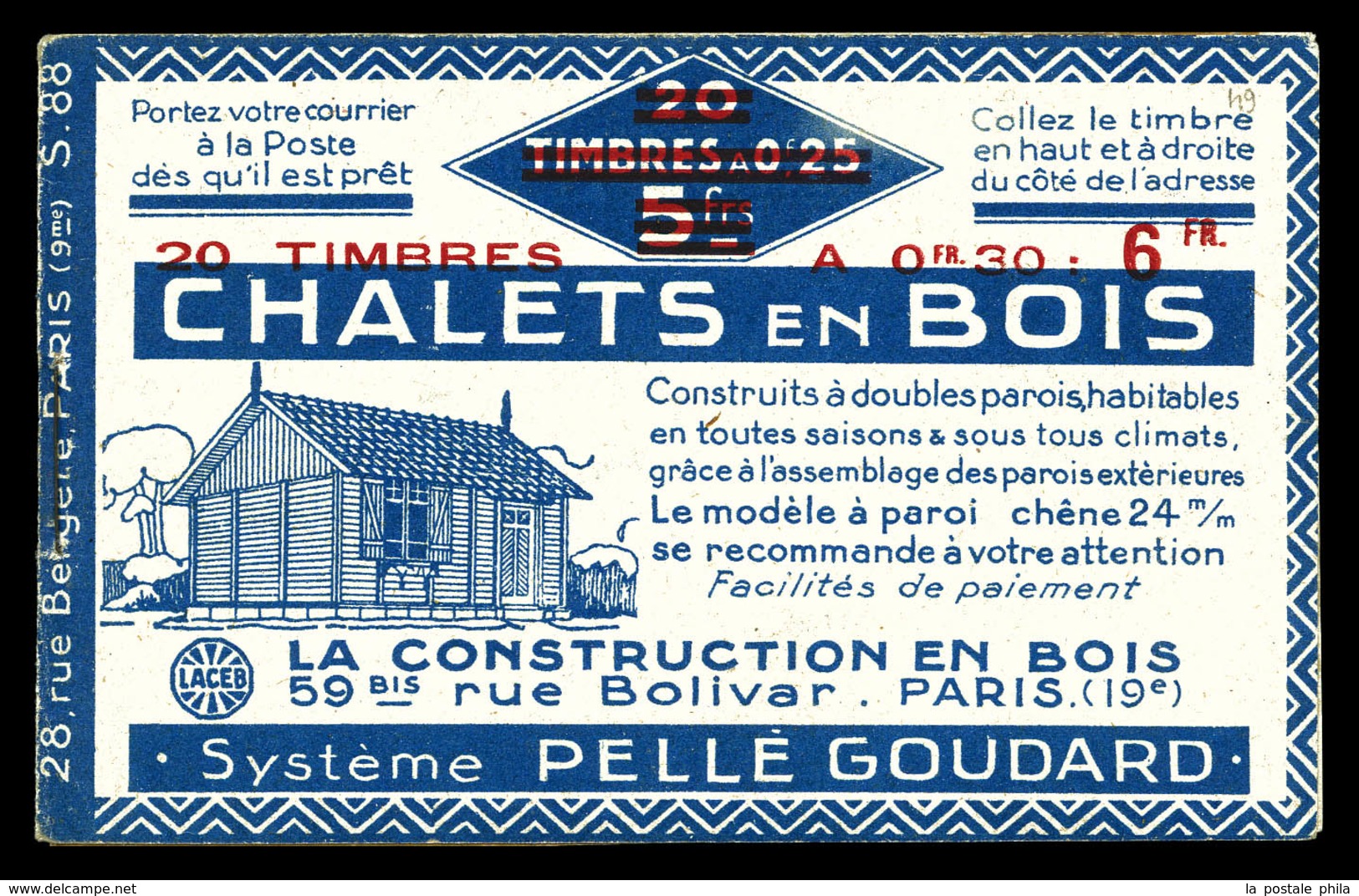 ** N°191-C1, Série 88-B, CHALET EN BOIS Et AIGLE, Bas De Feuille. TTB  Qualité: ** - Altri & Non Classificati