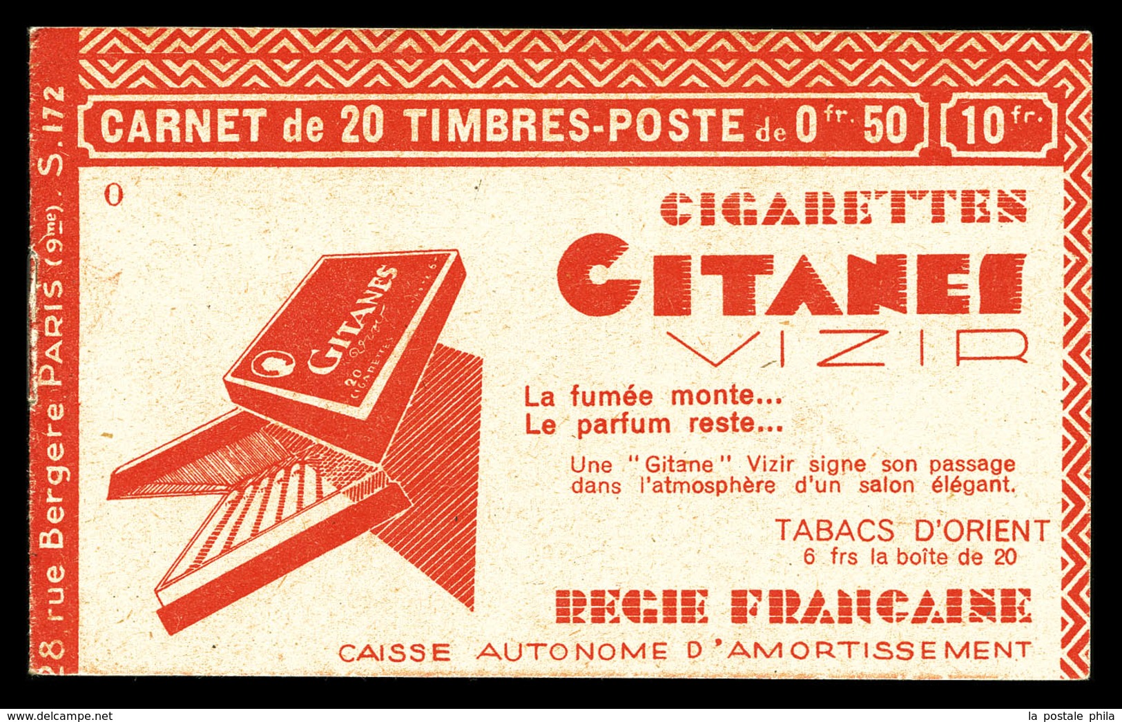 ** N°199-C29, Série 172-O, CIGARETTES VIZIR Et EU. TTB (certificat)  Qualité: ** - Altri & Non Classificati