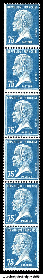 * N°15, 75c Pasteur, Bande Verticale De 6 Exemplaires. TB. R. (certificat)  Qualité: *  Cote: 2500 Euros - Francobolli In Bobina