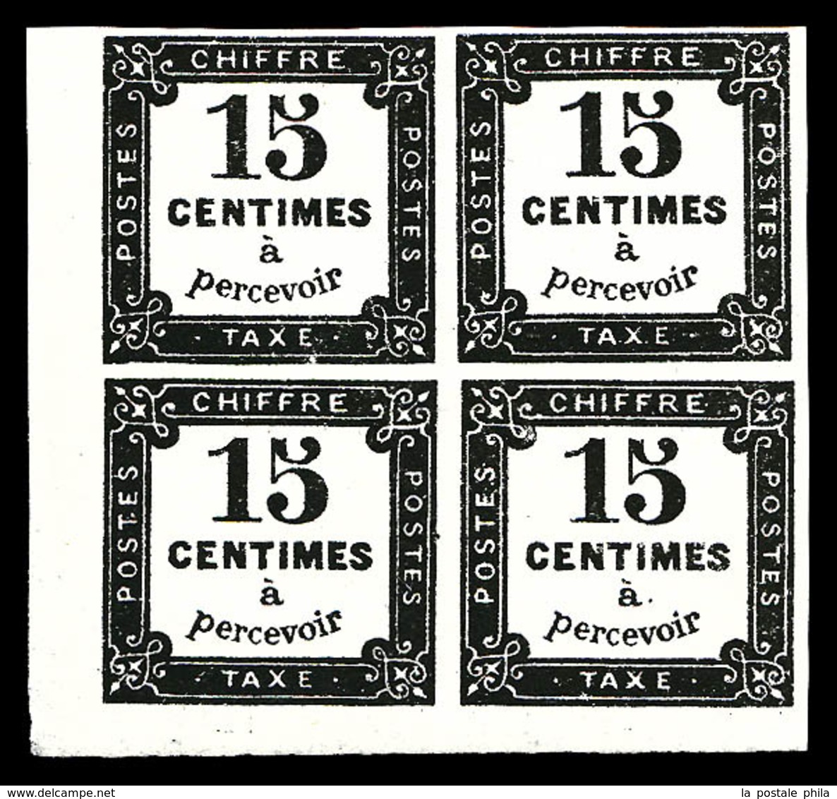 ** N°4, 15c Noir Lithographié Type II En Bloc De Quatre Petit Coin De Feuille, SUP (signé/certificat)  Qualité: ** - 1859-1959 Nuovi