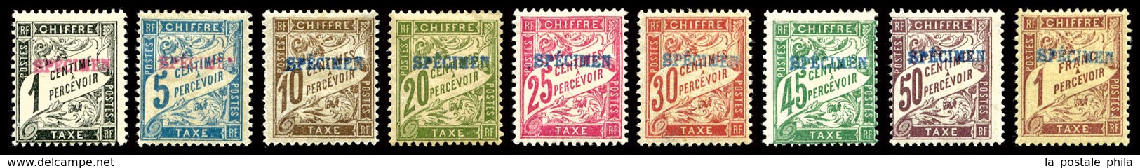 * Série Duval: Les 9 Valeurs Surchargées 'SPECIMEN' En Rouge Et Bleu, R.R.R. (signés Scheller/certificat)   Qualité: * - 1859-1959 Nuovi