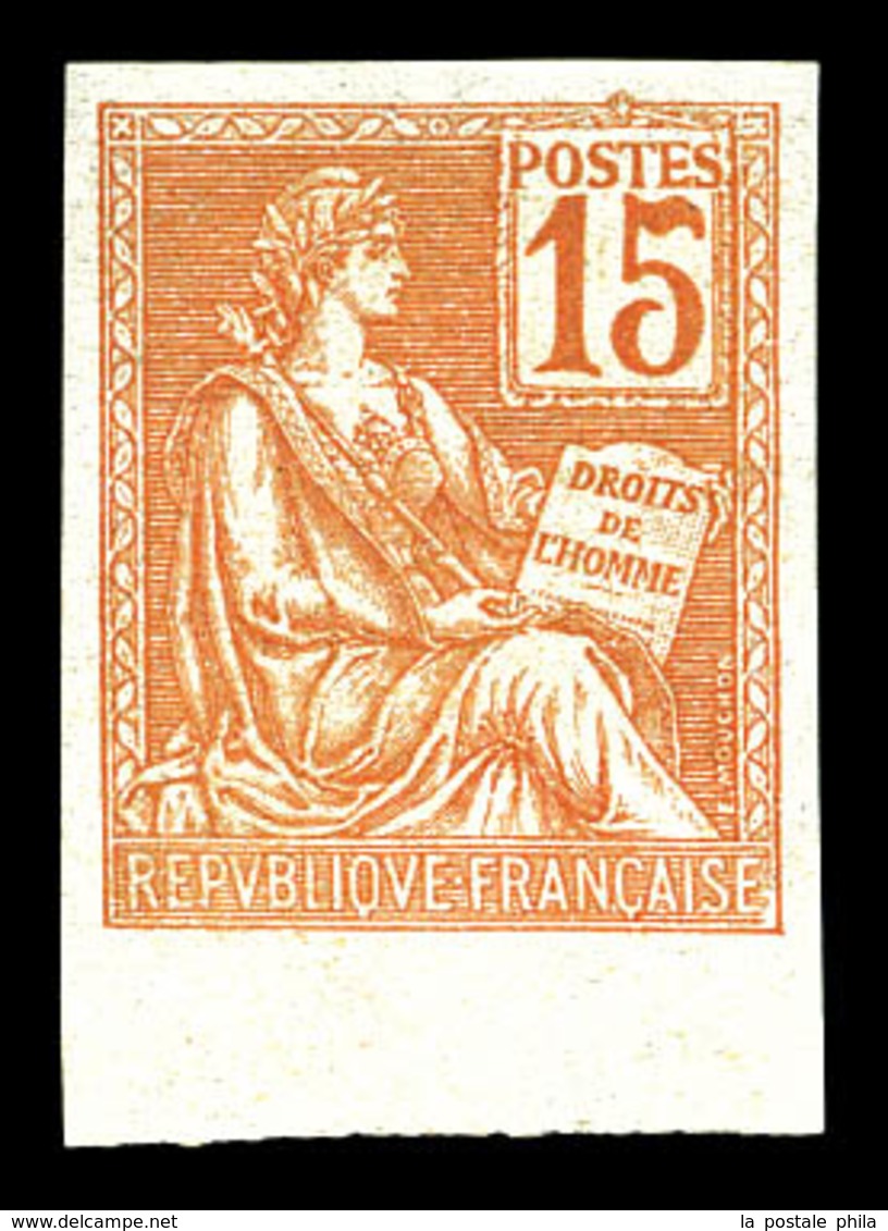 ** N°117c, 15c Mouchon Non Dentelé, Bas De Feuille. TTB (certificat)  Qualité: **  Cote: 425 Euros - Nuovi