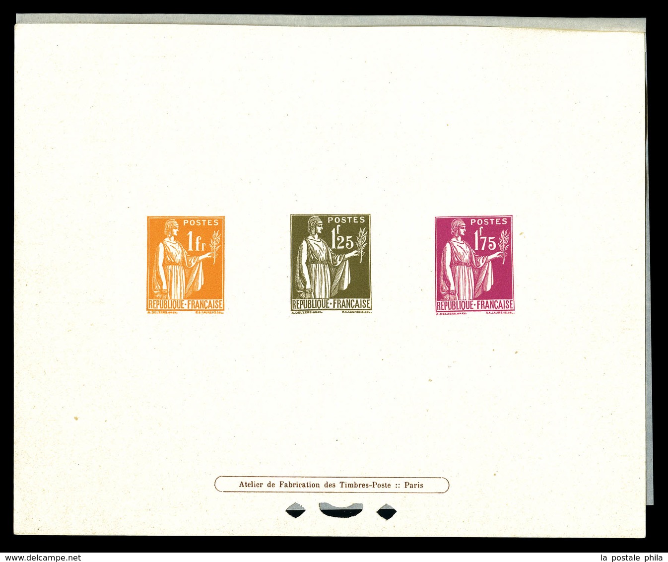 (*) N°286/89, Paix, Epreuve Collective Du 1F (orange), 1F25 (olive) Et 1F75 (rose-lilas), Tirage 25 Exemplaires, TB (cer - Prove Di Lusso