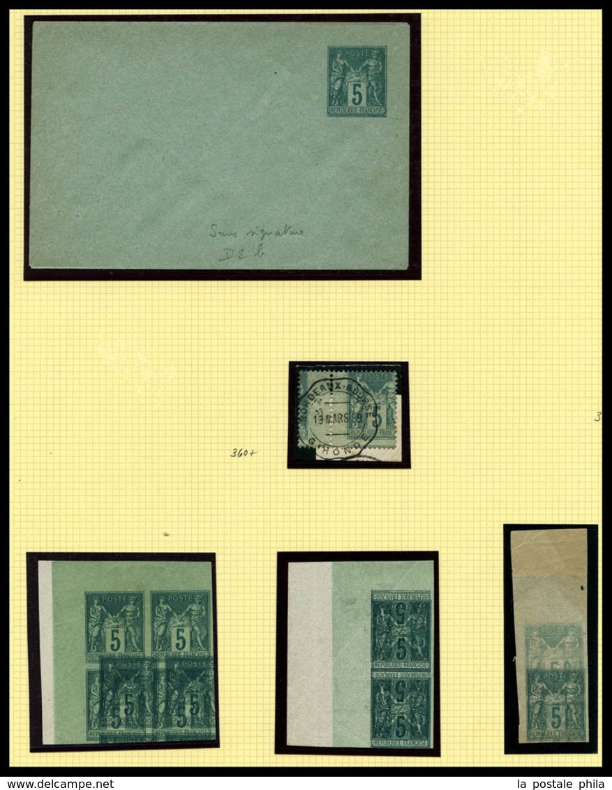 & 1876-1900, Sage, collection de timbres neufs, obl, lettres dont nuances, oblitérations, variétés preséntée sur pages d