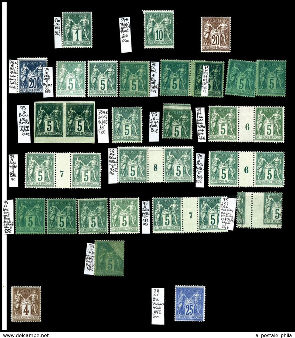 N 1876/1900. SAGE, Jolie Collection De Timbres Neufs ** Et *dont Variétés (piquages à Cheval, Recto-verso, Type Se Tenan - Collezioni