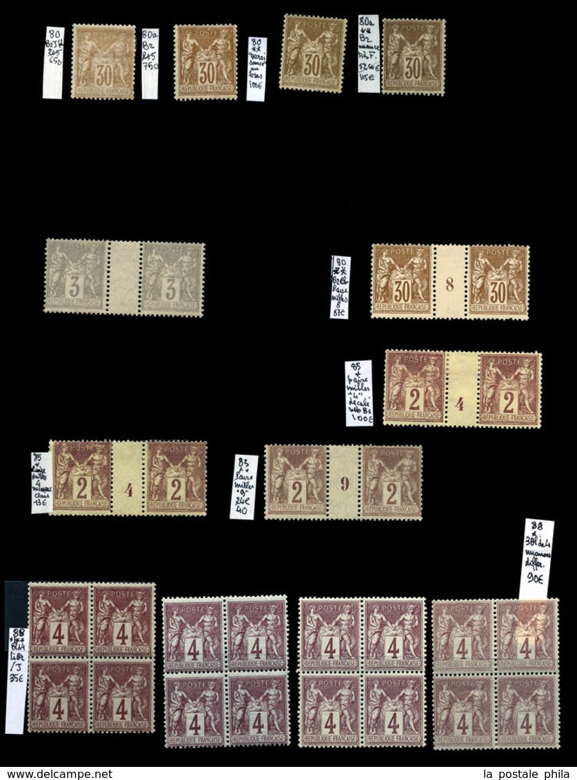 N 1876/1900. SAGE, Jolie Collection De Timbres Neufs ** Et *dont Variétés (piquages à Cheval, Recto-verso, Type Se Tenan - Sammlungen