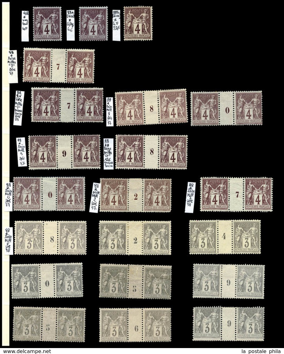 N 1876/1900. SAGE, jolie collection de timbres neufs ** et *dont variétés (piquages à cheval, recto-verso, type se tenan