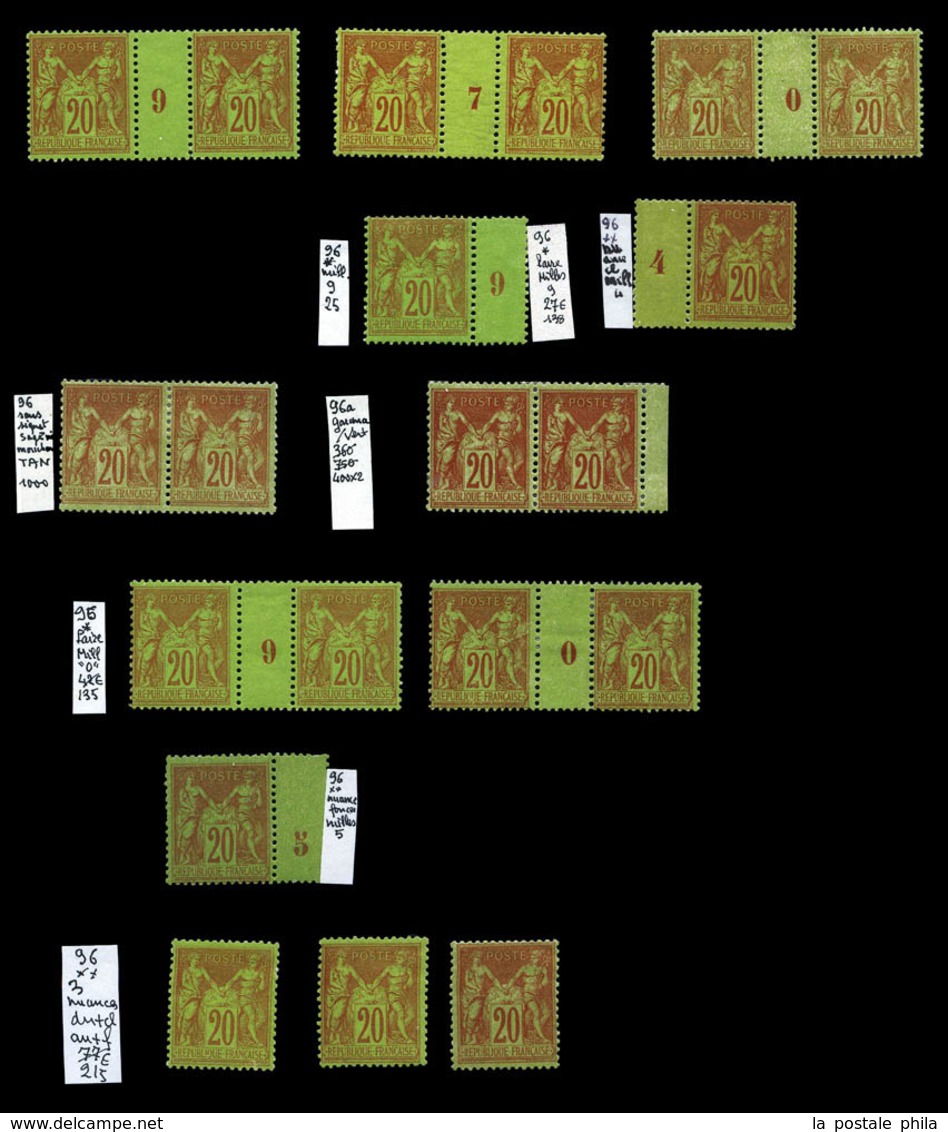 N 1876/1900. SAGE, jolie collection de timbres neufs ** et *dont variétés (piquages à cheval, recto-verso, type se tenan