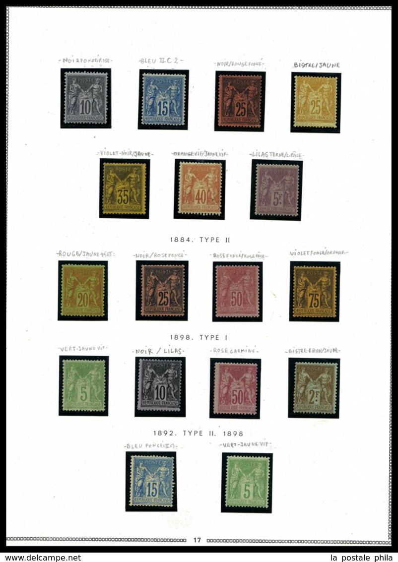 N 1876-1900, Sage, Bel Ensemble De Timbres Neufs Presenté Sur Pages D'album, De Nombreux Multiples, Forte Cote, Qualité - Collections