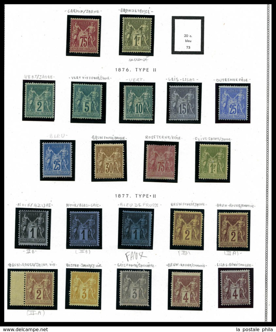 N 1876-1900, Sage, Bel Ensemble De Timbres Neufs Presenté Sur Pages D'album, De Nombreux Multiples, Forte Cote, Qualité - Collections