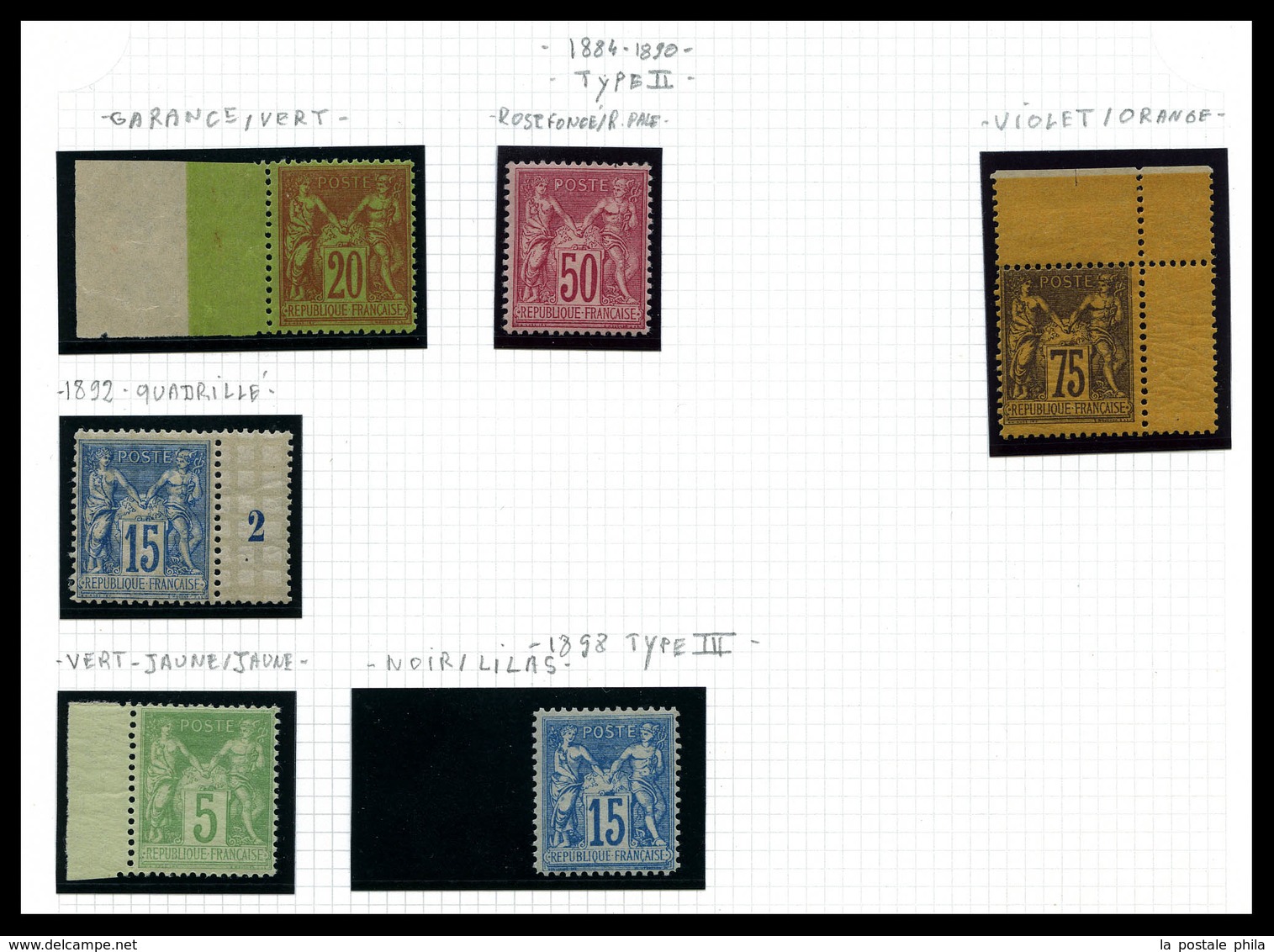 N 1876-1900, Sage, Bel Ensemble De Timbres Neufs Presenté Sur Pages D'album, De Nombreux Multiples, Forte Cote, Qualité - Collections