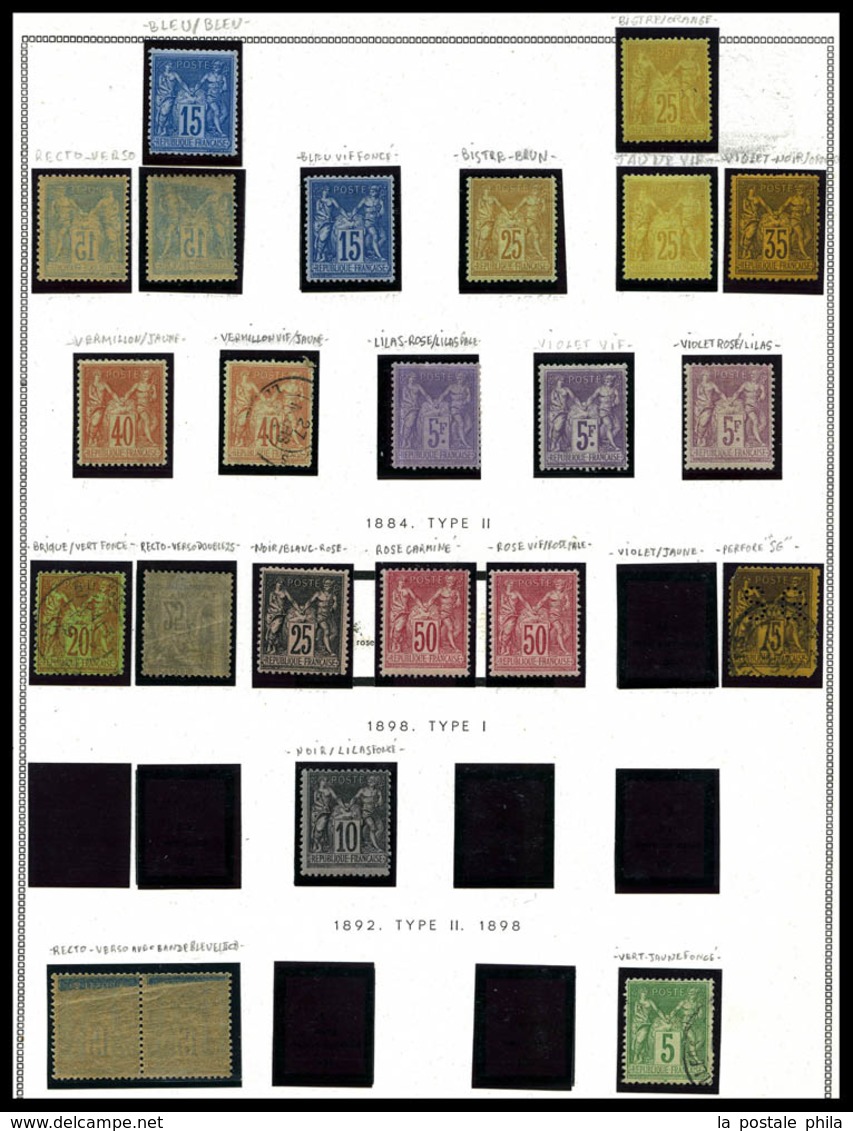 N 1876-1900, Sage, Bel Ensemble De Timbres Neufs Presenté Sur Pages D'album, De Nombreux Multiples, Forte Cote, Qualité - Collections