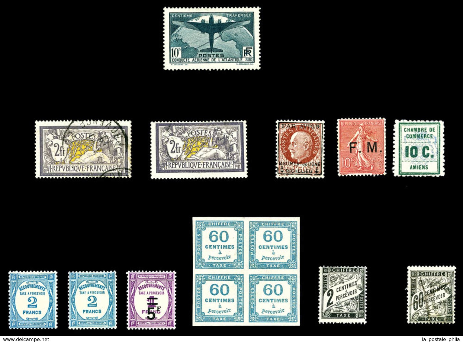 N 1900/1940 , Poste, PA, Blocs, Taxe: Stock de timbres neufs * (qualité variable), comprenant de bonnes valeurs dont Mer
