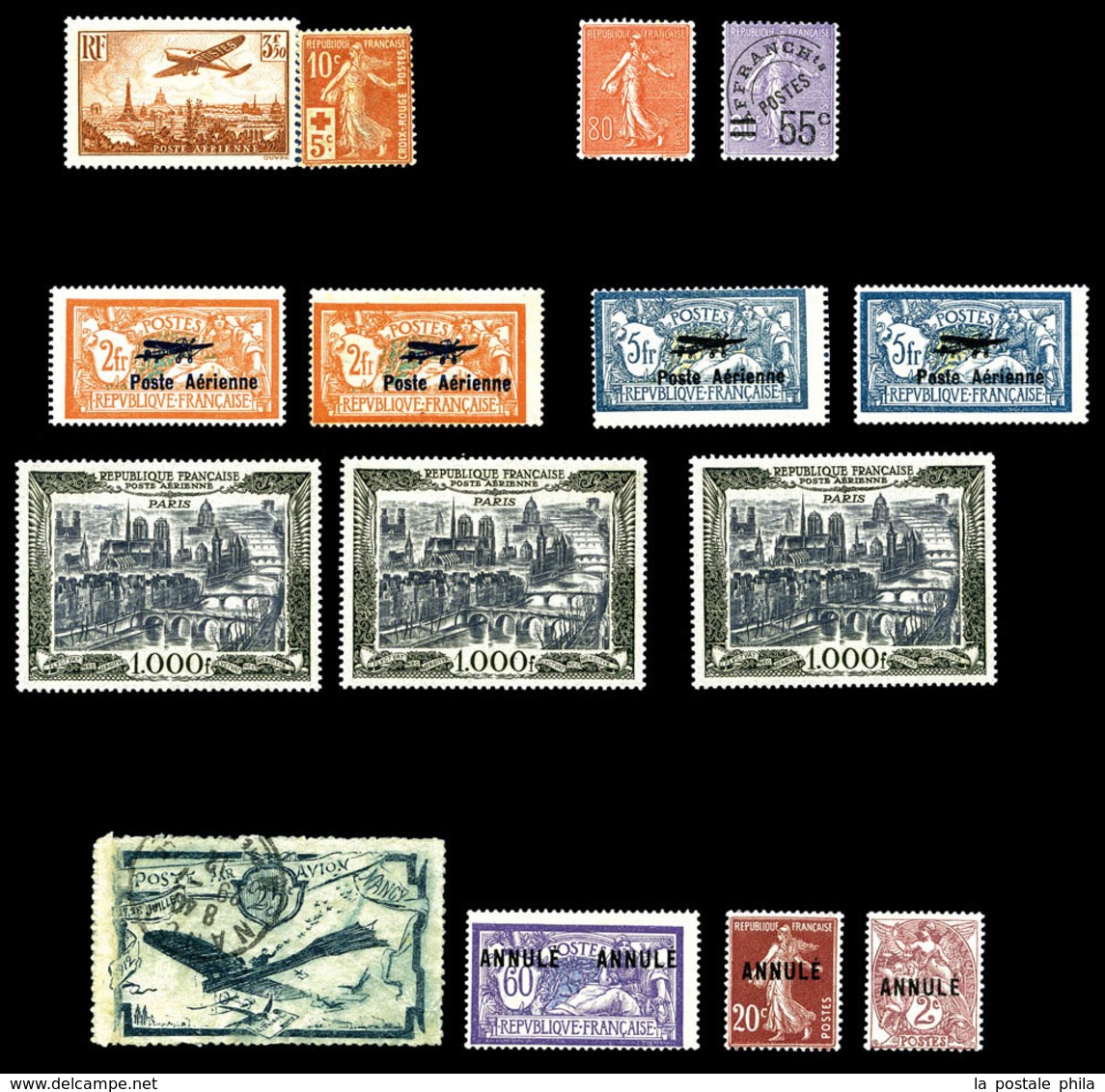 N 1900/1940 , Poste, PA, Blocs, Taxe: Stock de timbres neufs * (qualité variable), comprenant de bonnes valeurs dont Mer