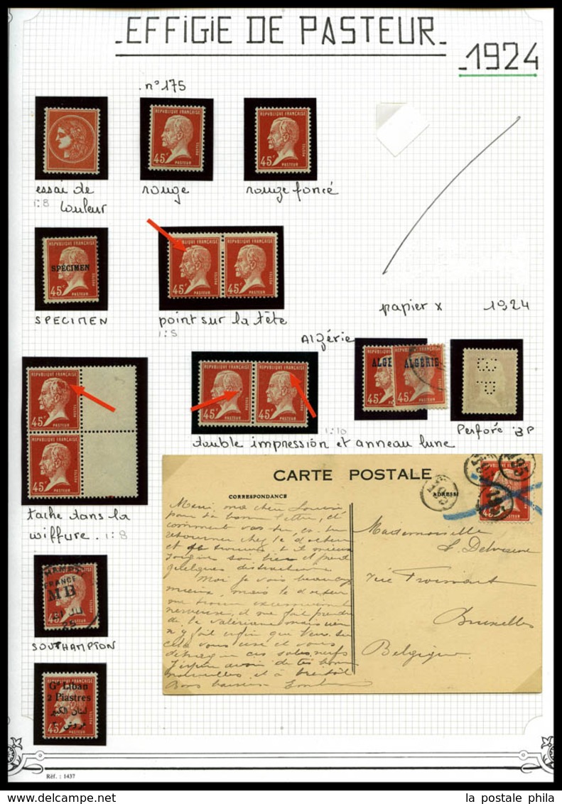 & 1923-1927, PASTEUR: Collection Comprenant De Nombreuses Variétés, Coins Datés, Millésimes, Roulettes, Quelques Lettres - Collezioni