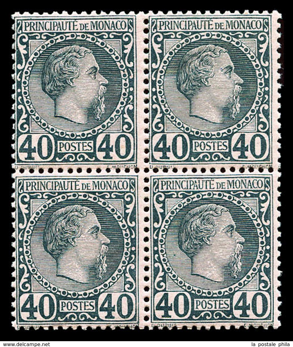 ** N°7, Charles III, 40c Bleu Sur Rose En Bloc De Quatre, Fraîcheur Postale, SUP (certificat)  Qualité: ** - Unused Stamps