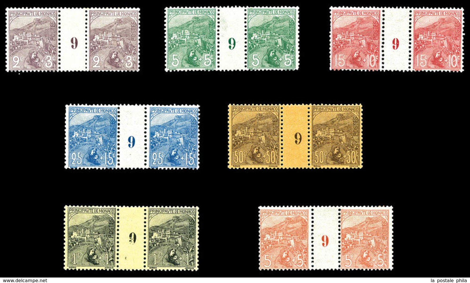 * N°27/33, Série Orphelins De 1919 En 7 Paires Millésimées '9'. TTB. R. (certificat)  Qualité: * - Unused Stamps