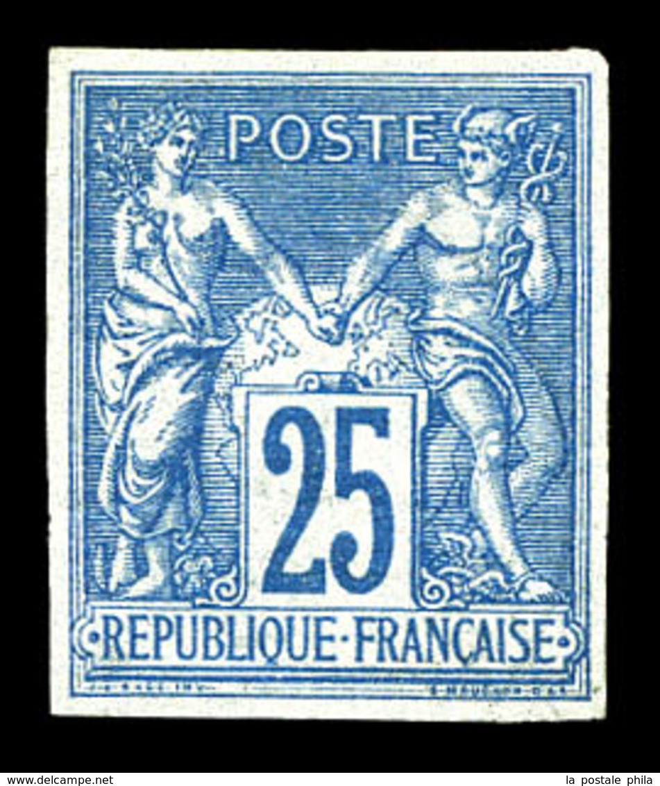 * N°35, 25c Bleu, Quatre Belles Marges, Fraîcheur Postale. SUP. R. (signé Brun/certificats)  Qualité: *  Cote: 5000 Euro - Aigle Impérial