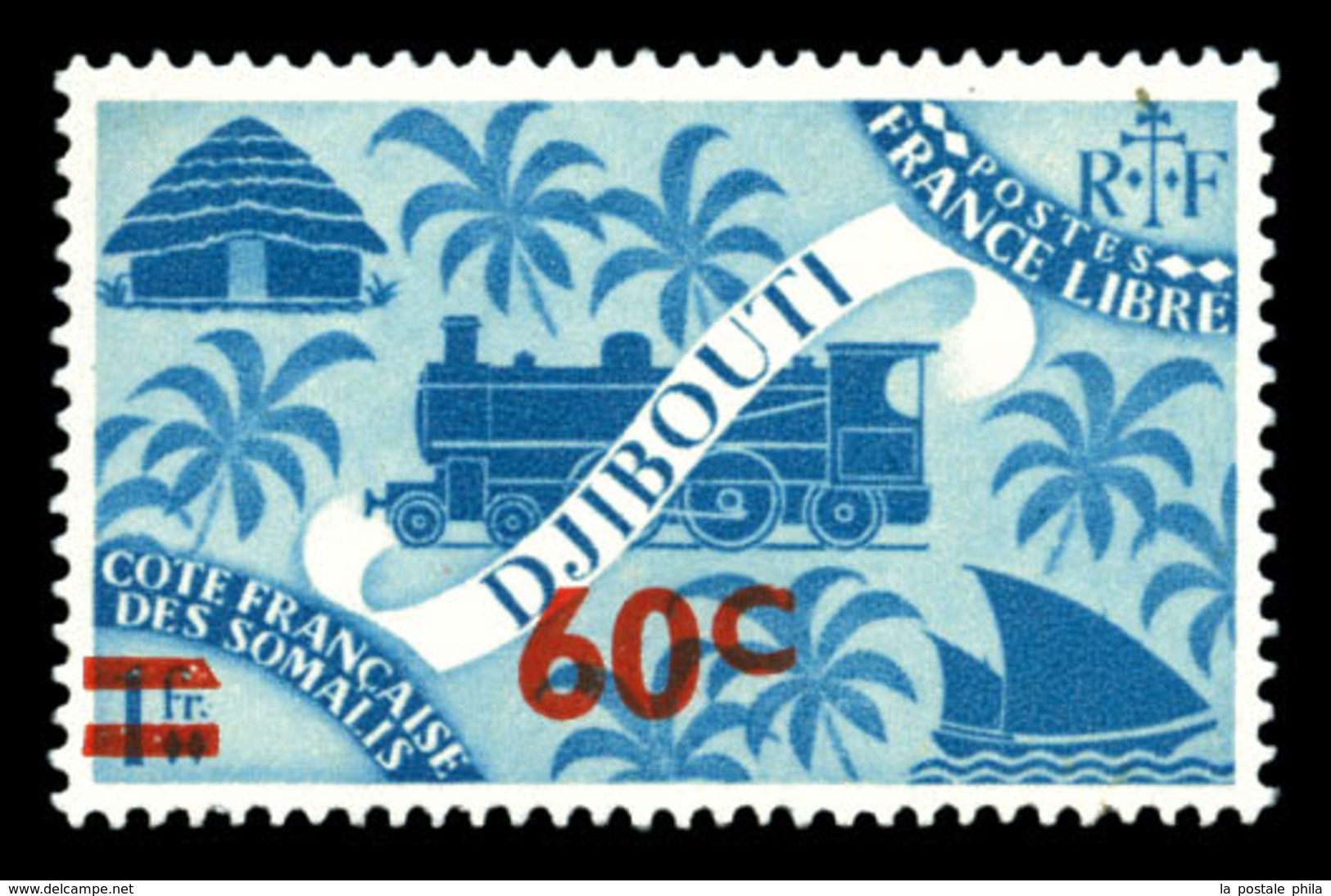 ** Non émis De 1945: Locomotive, 60c Sur 1f Bleu-vert, Surcharge Rouge, SUP (certificat)  Qualité: ** - Usati