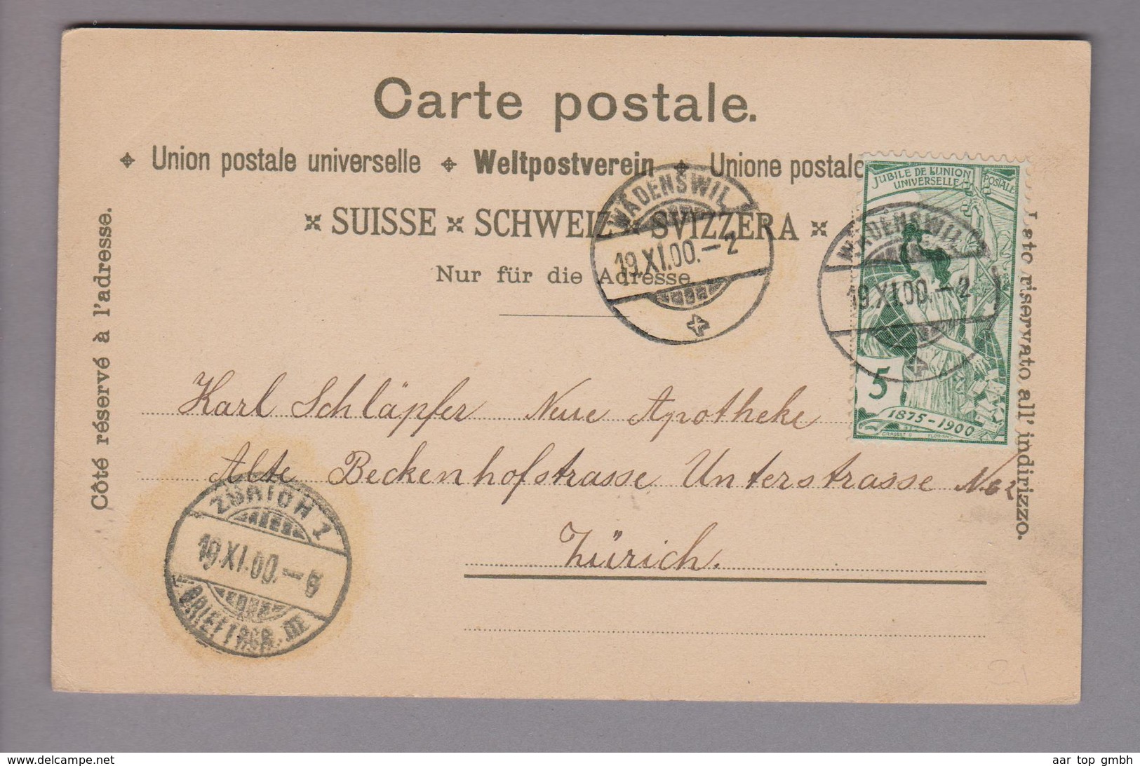 AK CH ZH Wädenswil (Wädensweil) 1900-11-19 Litho H.Guggenheim #4248 - Wädenswil
