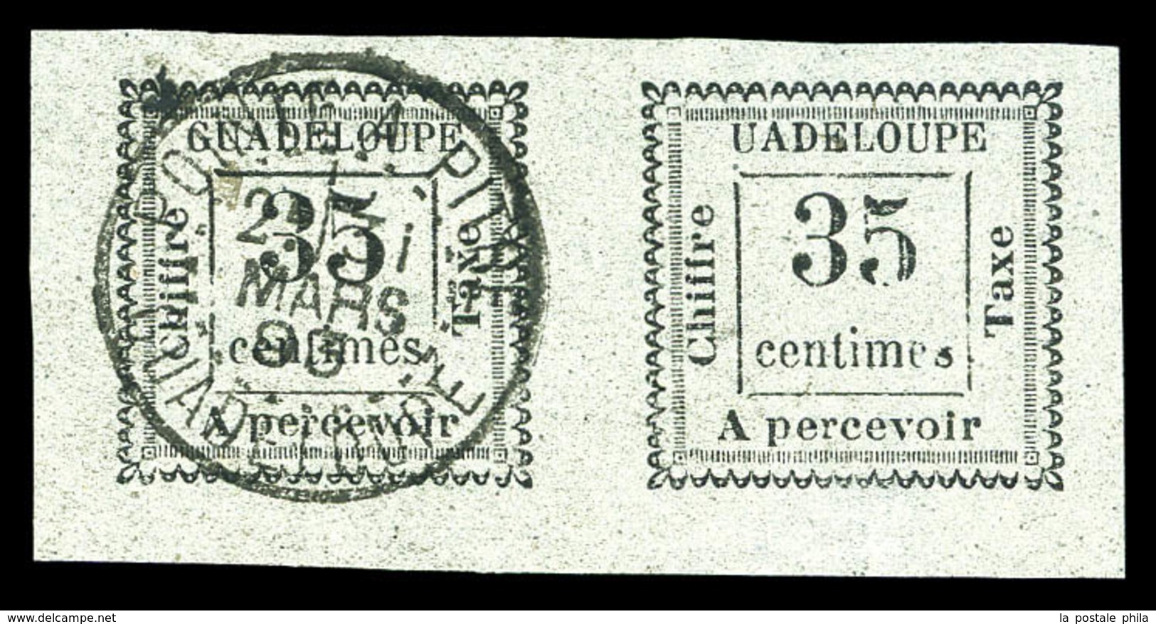 O N°11b, 35c Gris, 'UADELOUPE' Tenant à Normal. TTB (signé Calves/certificat)  Qualité: O  Cote: 450 Euros - Neufs