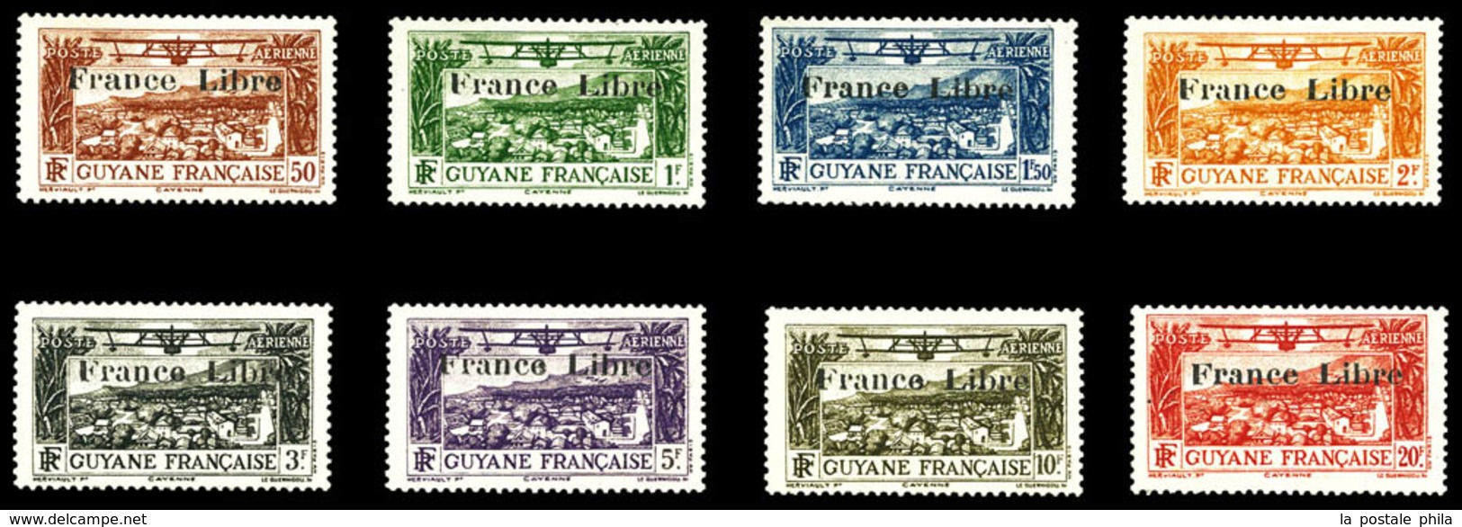 ** N°11/18, Série De 8 Valeurs Surchargée 'FRANCE LIBRE' (gomme Coloniale), Tirage 290 Séries. SUPERBE. R. (signé Calves - Usati