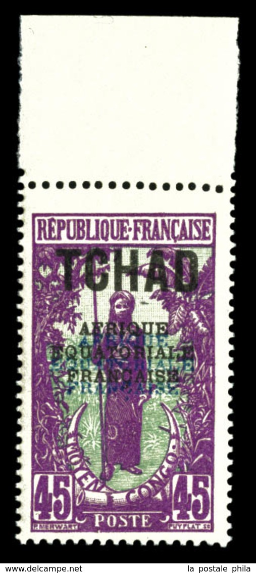 ** N°30a, 45c Violet Et Vert, Double Surcharge Noire Et Bleue, Bdf. TTB  Qualité: **  Cote: 455 Euros - Ungebraucht