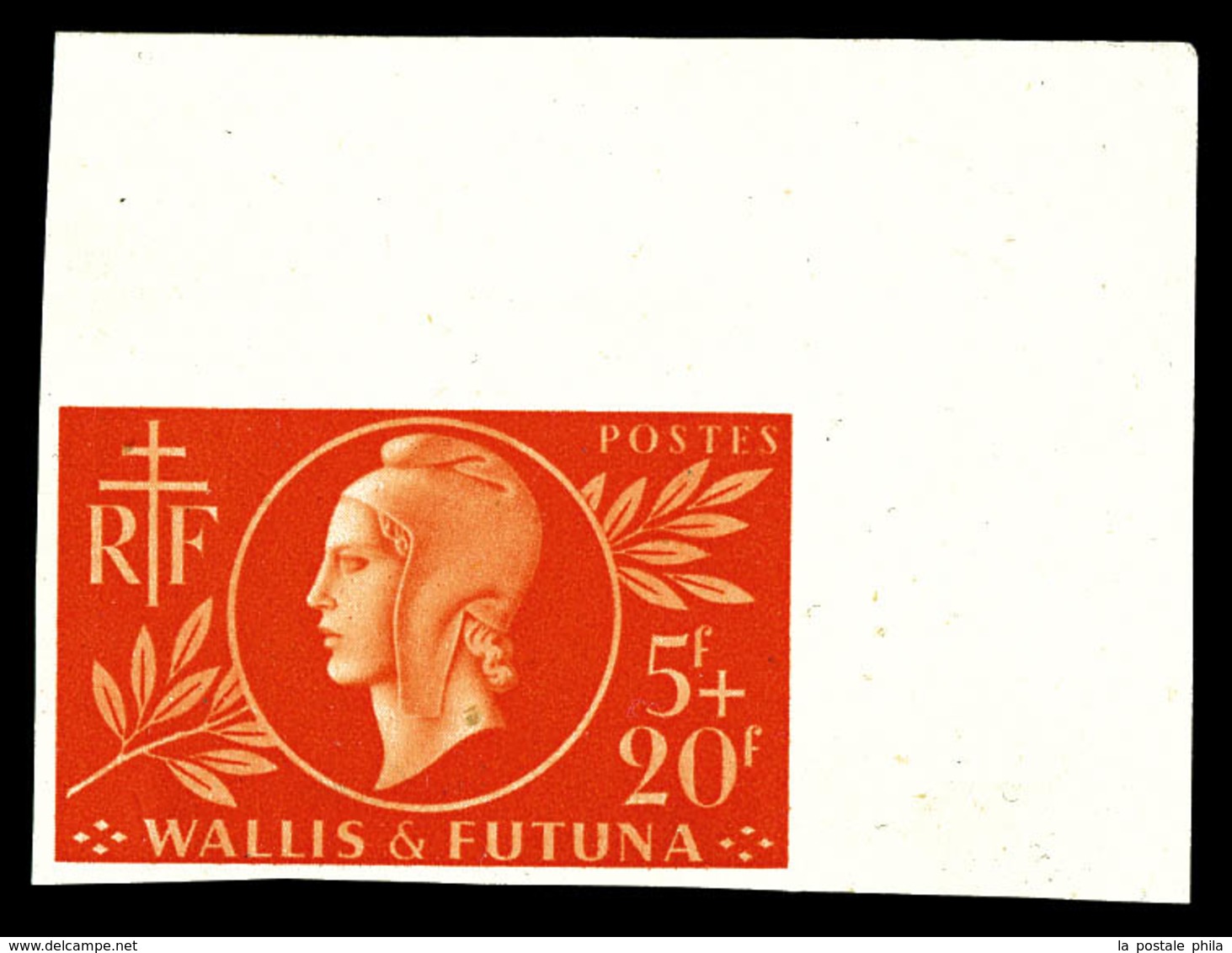 ** N°147a, 5f +20f Rouge-orange Non Dentelé, Coin De Feuille. SUP (certificat)  Qualité: **  Cote: 460 Euros - Neufs