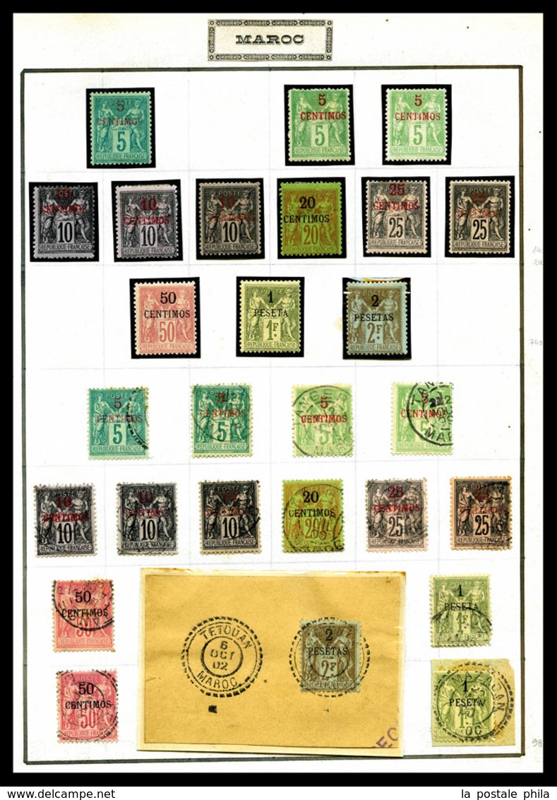 ** MAROC: 1891/1955, Poste, PA, Millesimes, Txe, Colis: Collection De Timbres Neufs Et Obl, De Bonnes Valeurs Dont Série - Collections