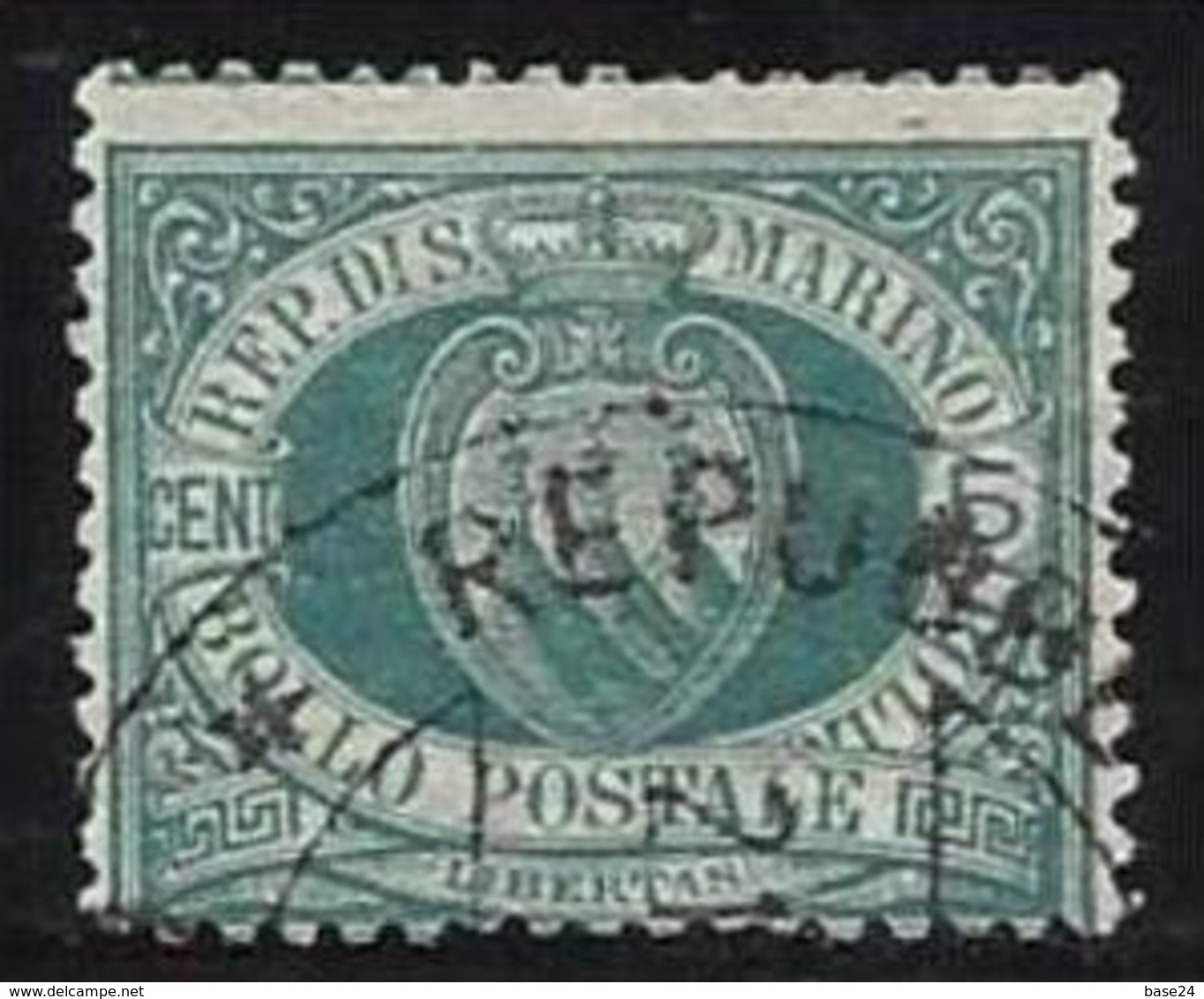 1894 San Marino Saint Marin CIFRA 5c Verde (27) Usato USED - Used Stamps