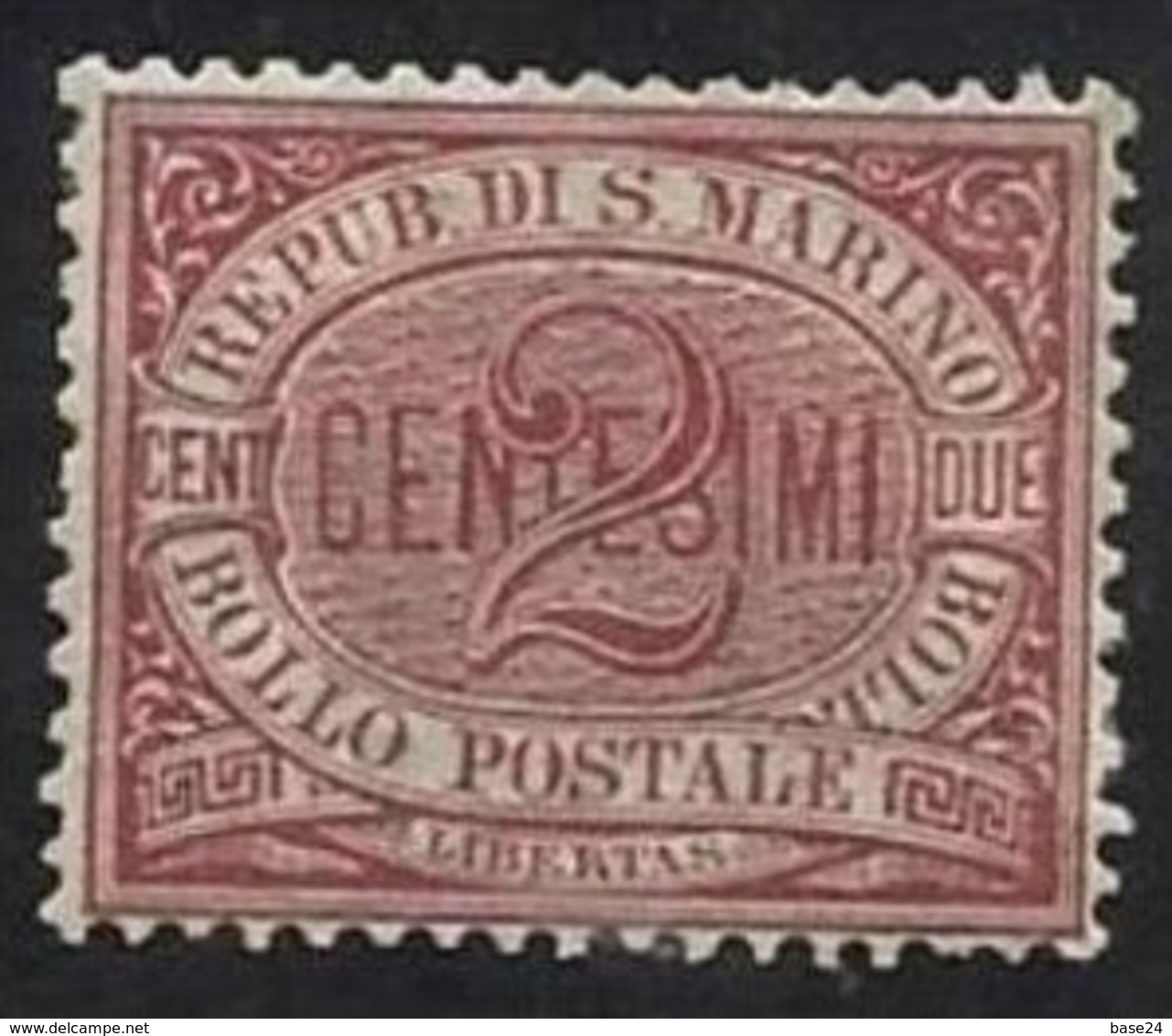 1894 San Marino Saint Marin CIFRA O STEMMA 2c Carminio MH* - Neufs