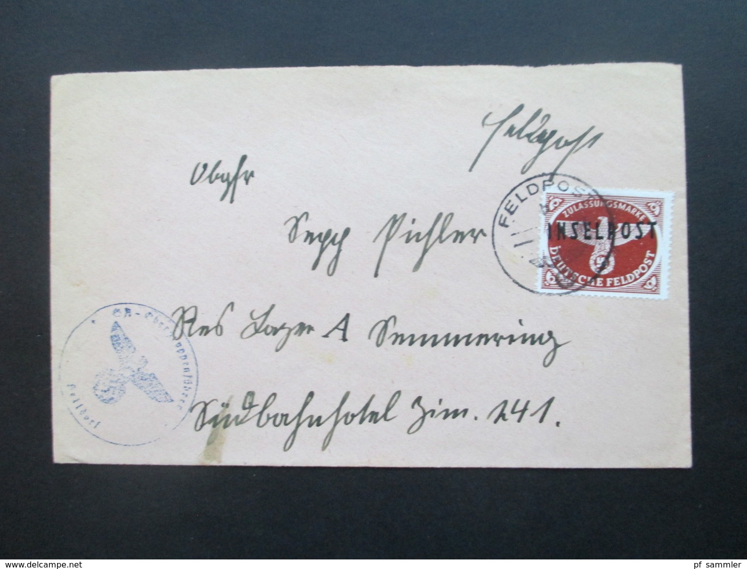 3. Reich Besetzung Rhodos Inselpost Nr. 9 EF Mit Stempel Des SA Obergruppenführer Geprüft Georg Bühler RRR - Briefe U. Dokumente