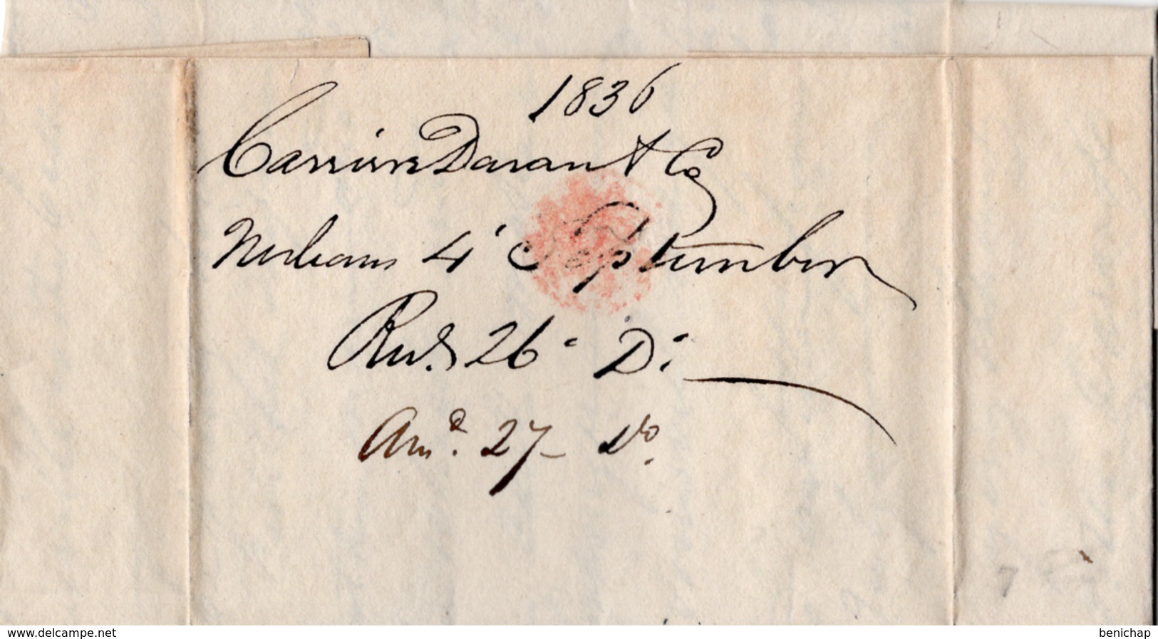 (R4) NEW ORLEANS - NEW YORK - BLUE POSTAL MARKING - Paid 29 - SINGLE - 1836. - …-1845 Vorphilatelie