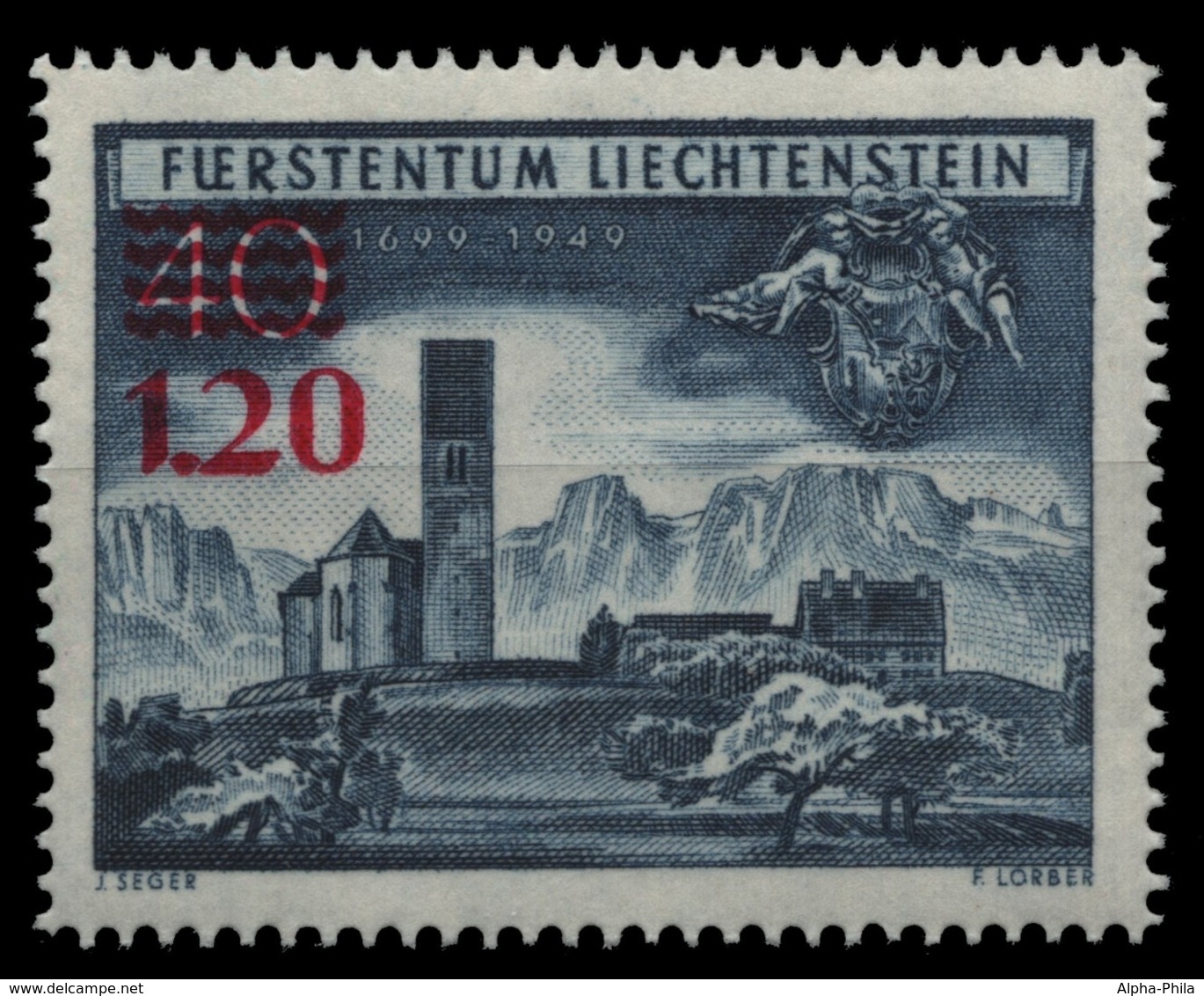 Liechtenstein 1952 - Mi-Nr. 310 ** - MNH - Freimarke Mit Aufdruck - Ungebraucht