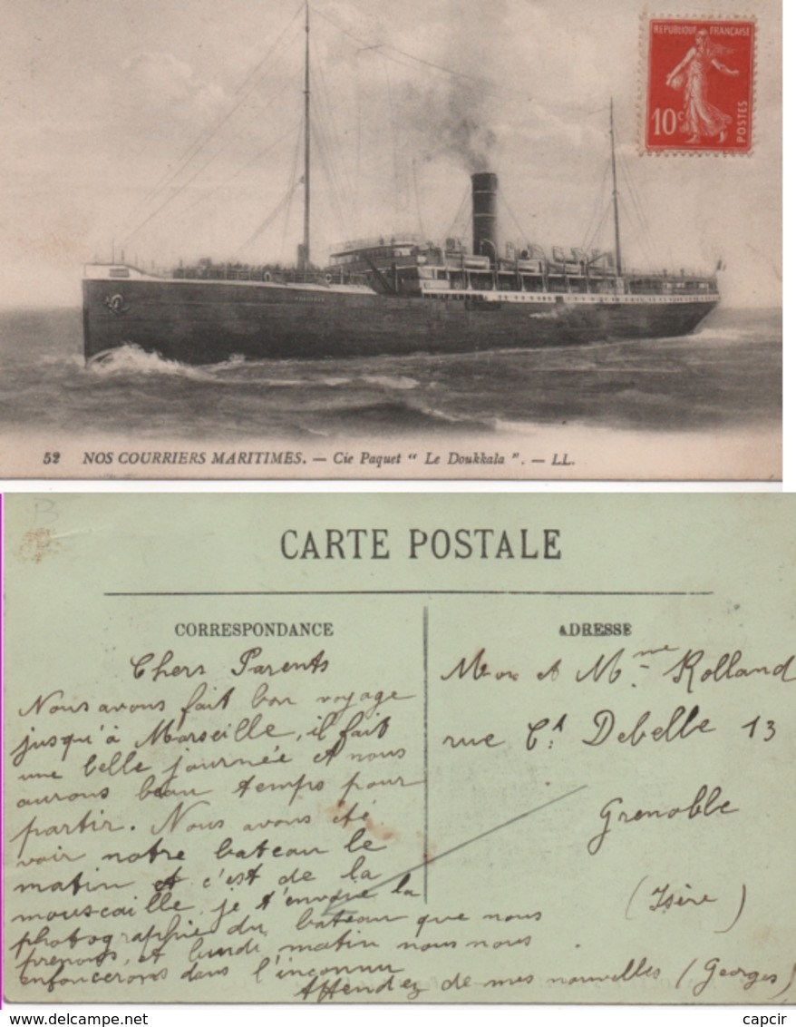 1916 ? Le (Paquebot) Doukkala, De La Compagnie Paquet, Navire-hôpital Et Croiseur Auxiliaire - Poste Navale