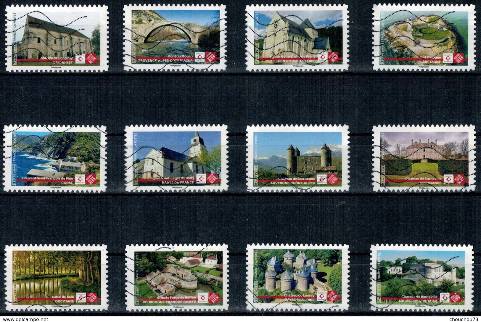 FRANCE AUTOADHESIFS OBLITERES-SERIE COMPLETE DE 12 TIMBRES-N° YVERT XXXX A XXXX-ANNEE 2019-SAUVONS NOTRE PATRIMOINE - Altri & Non Classificati