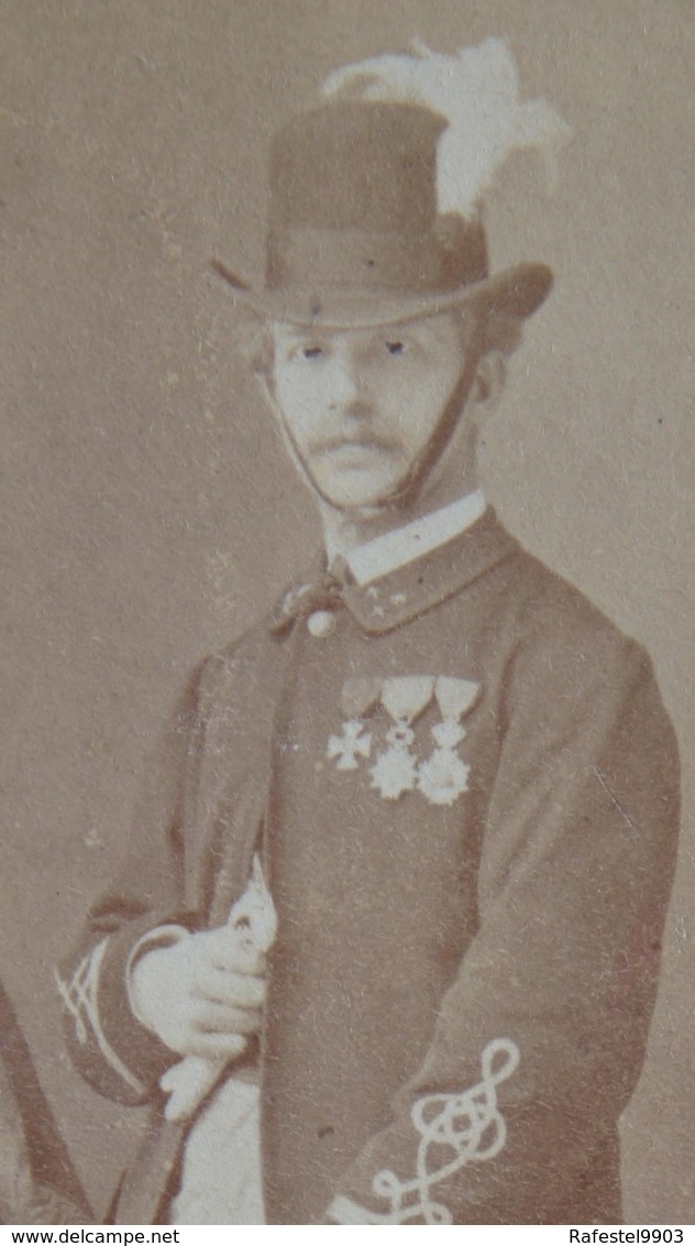 Photo CDV Officier Corps Des Tireurs Luxembourgeois Anniversaire Wilhelm III Amsterdam 1874 Sabre Sword LUXEMBOURG - Anciennes (Av. 1900)